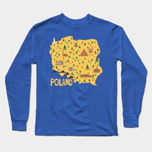 Poland Illustrated Map Long Sleeve T-Shirt